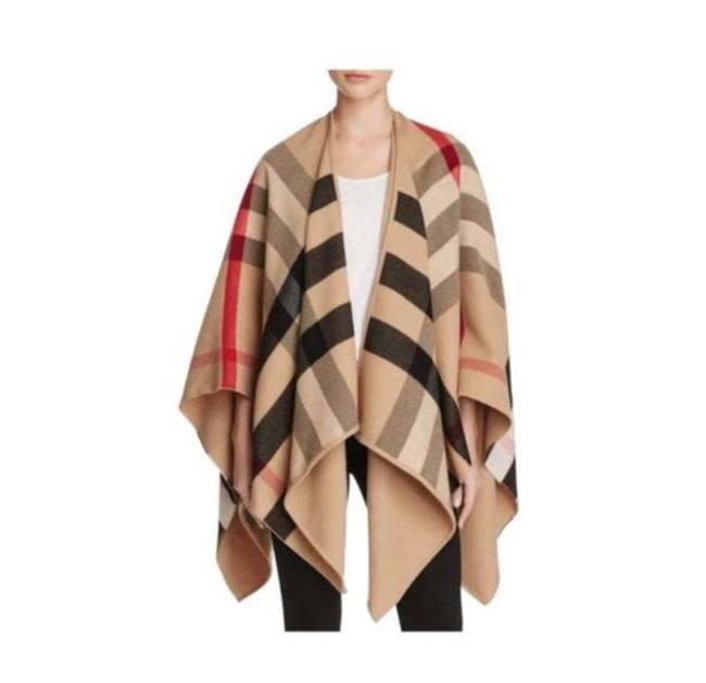 BURBERRY CAMEL WOOL CLASSIC CHECK CHARLOTTE REVERSIBLE CAPE