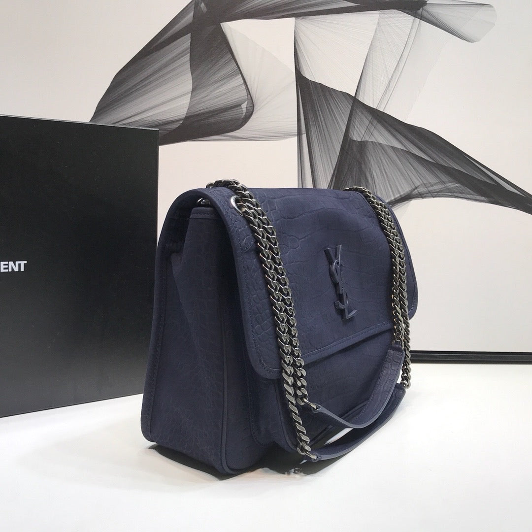 GLAMI Niki MeGLAMIum Chain Bag In-Embossed NavyÃ‚Â For Women 11in/28cm YSL