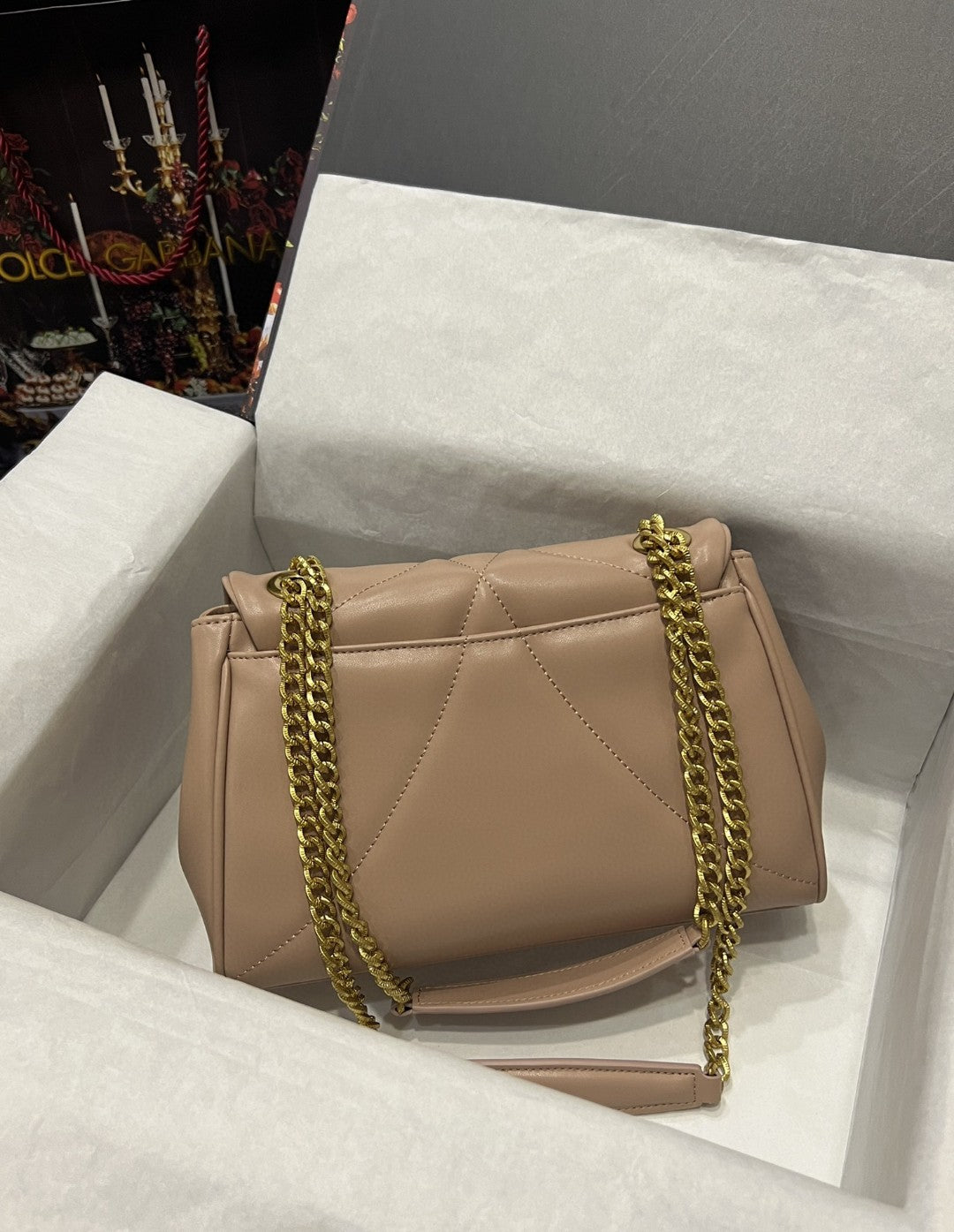 GLAMI Large Devotion Shoulder Bag In Quilted Nappa Beige For Women 11.4in/29cm GLAMI