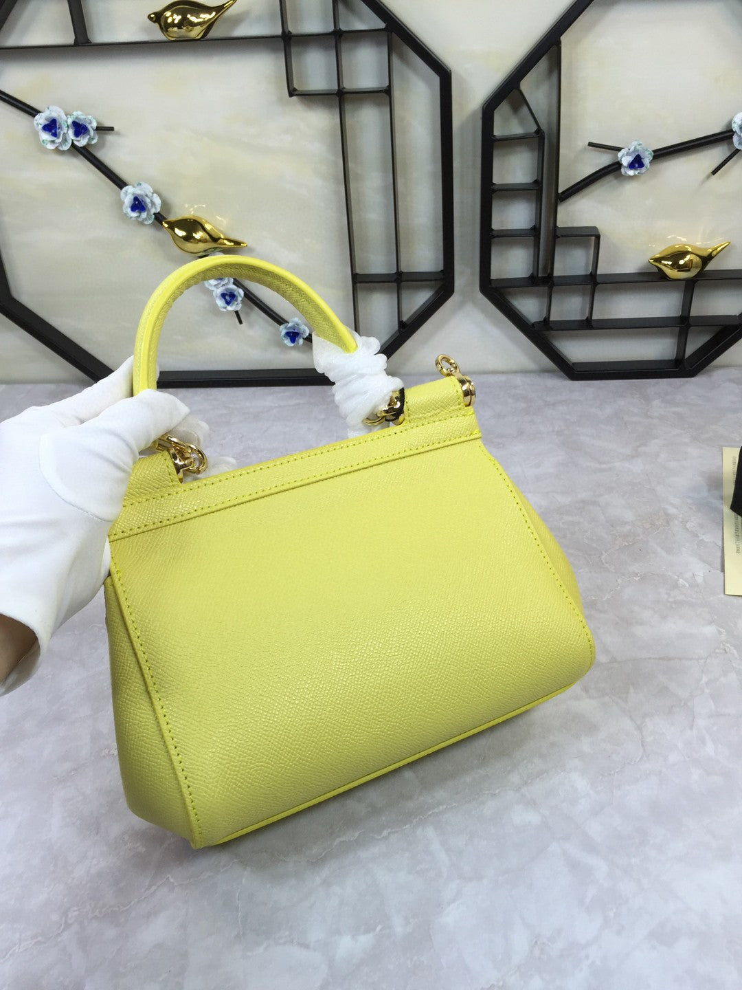 GLAMI MeGLAMIum Sicily Handbag In Dauphine Yellow For Women 10.2in/26cm GLAMI