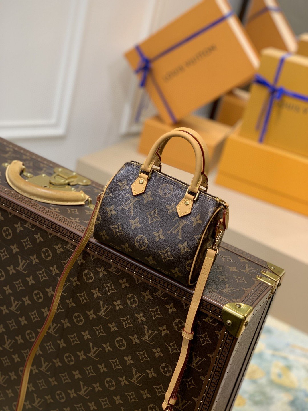 Louis Vuitton Nano Speedy Monogram Canvas For Women, WomenÃ¢â‚¬â„¢s Handbags, Shoulder Bags 6.3in/16cm LV M81085