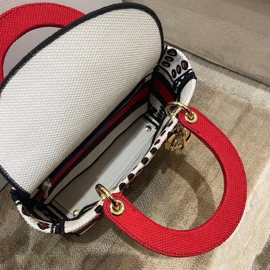 GLAMI MeGLAMIum Lady D-Lite Bag Multicolor Cupidon Embroidery, Red/Latte Handbags, 24cm CD M0565OTQG_M941