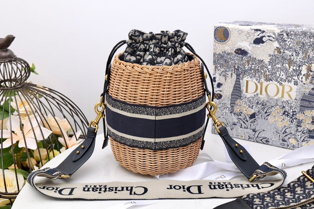 GLAMI MeGLAMIum Lady Bag Natural Wicker  Blue For Women 28cm/11in CD M0505CMVO_M808