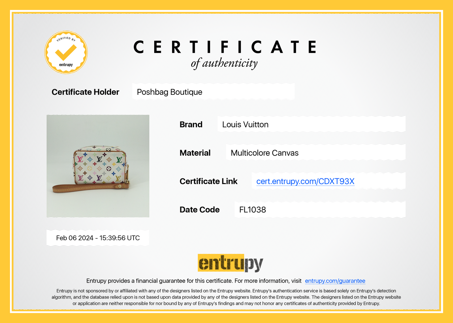 Louis Vuitto Wapity Multicoloure Canvas Wrist Pouch