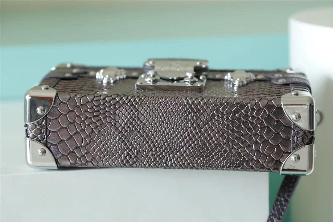 LV Petite Malle High Shiny Alligator By Nicolas Ghesquiere Silver For Women,  Shoulder And Crossbody Bags 7.9in/20cm LVÃ‚Â 