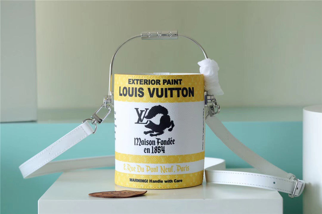 LV Paint Can Coated Canvas By Virgil AblohÃ¢â‚¬â„¢s Yellow For Women, WomenÃ¢â‚¬â„¢s Bags, Shoulder And Crossbody Bags 6.7in/17cm LV M81593