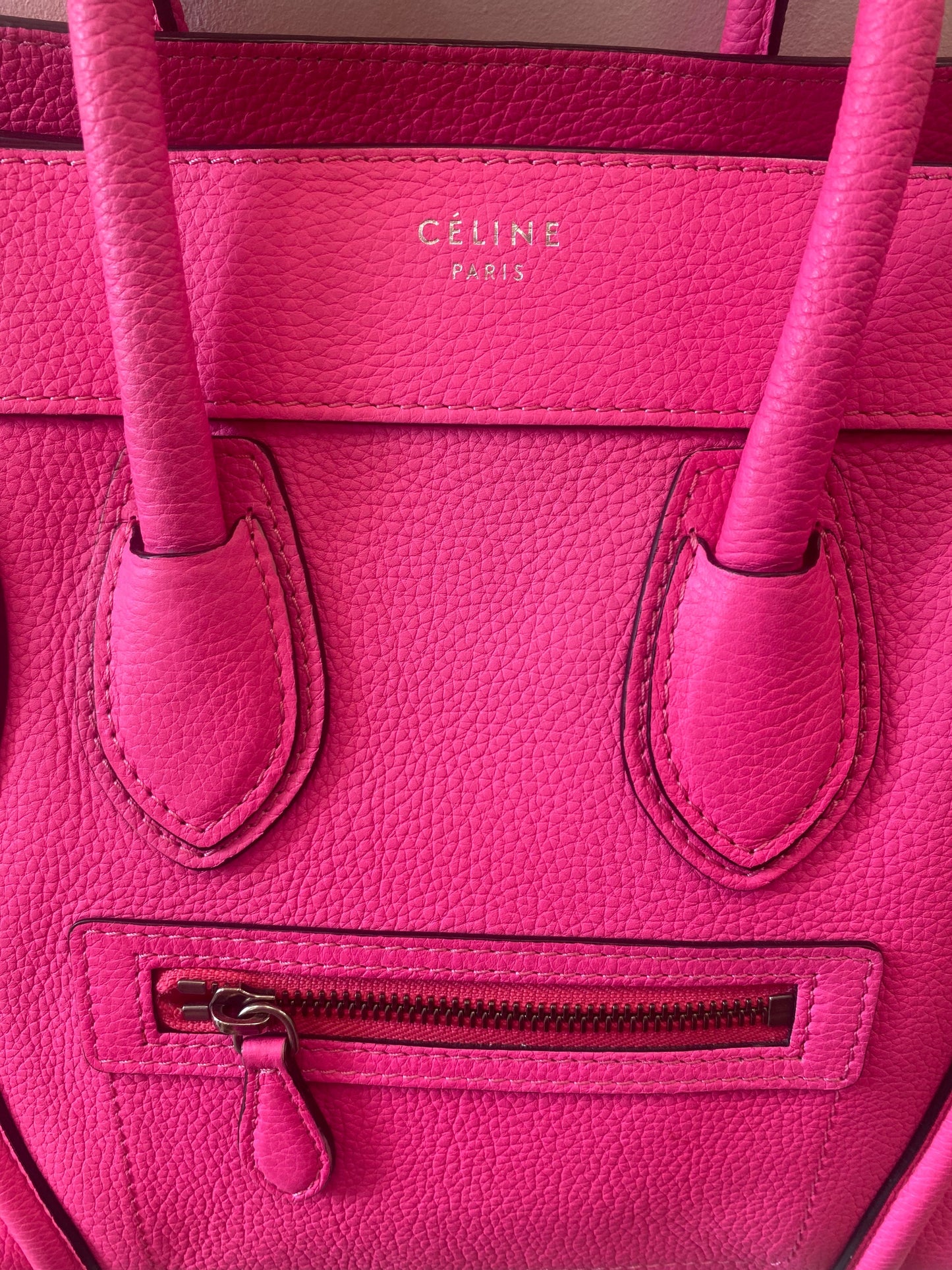 CÉLINE DRUMMED LEATHER MICRO PHANTOM TOTE BAG