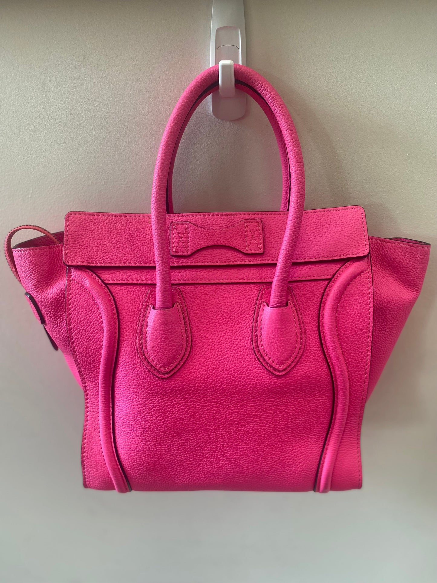 CÉLINE DRUMMED LEATHER MICRO PHANTOM TOTE BAG