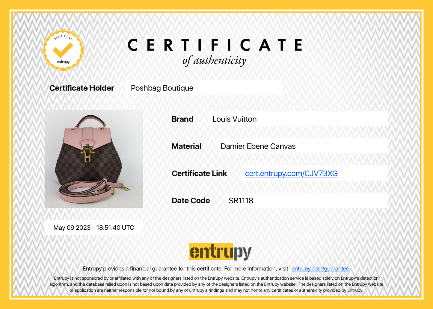 Louis Vuitto Clapton Damier Ebene Canvas Backpack Bag