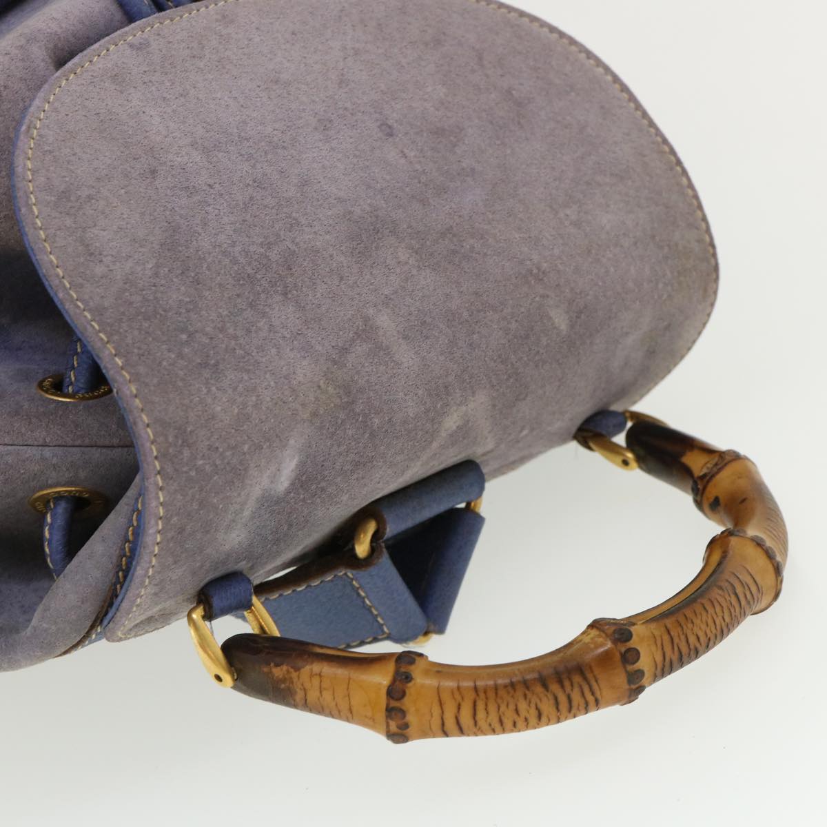 GUCCI Backpack Suede Leather Blue cl359