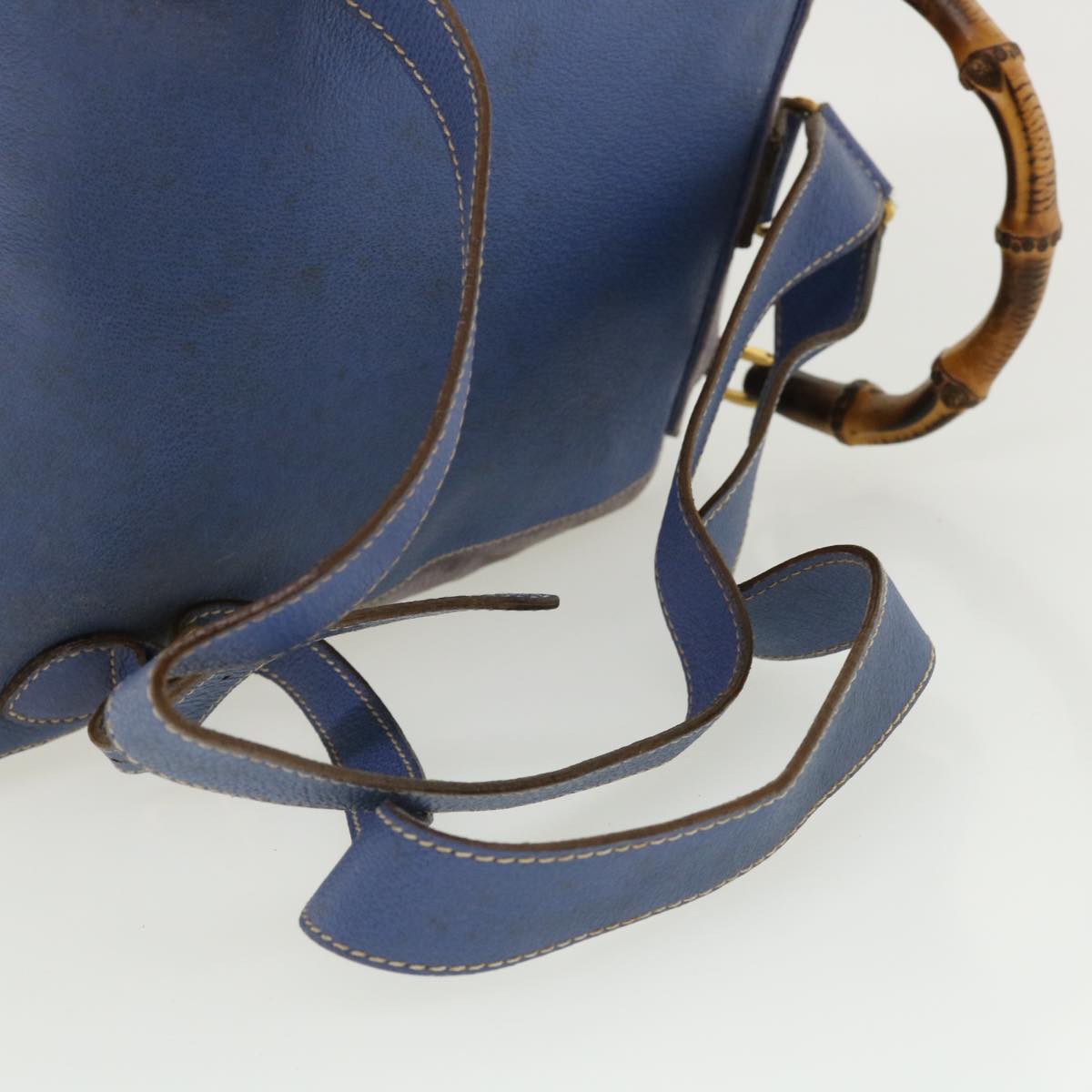 GUCCI Backpack Suede Leather Blue cl359
