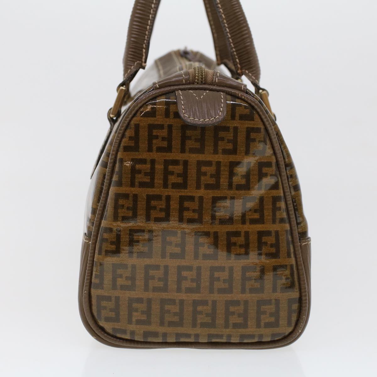 FENDI Zucchino Canvas Hand Bag Enamel Brown cl569