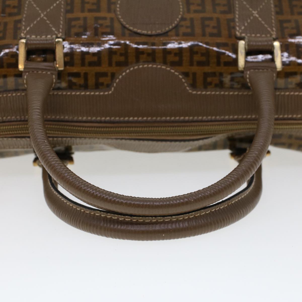 FENDI Zucchino Canvas Hand Bag Enamel Brown cl569