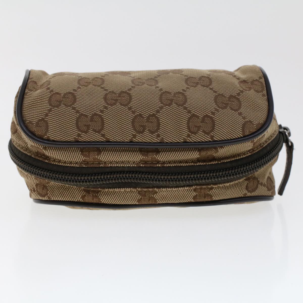GUCCI GG Canvas Pouch Leather Beige 138044 cl604