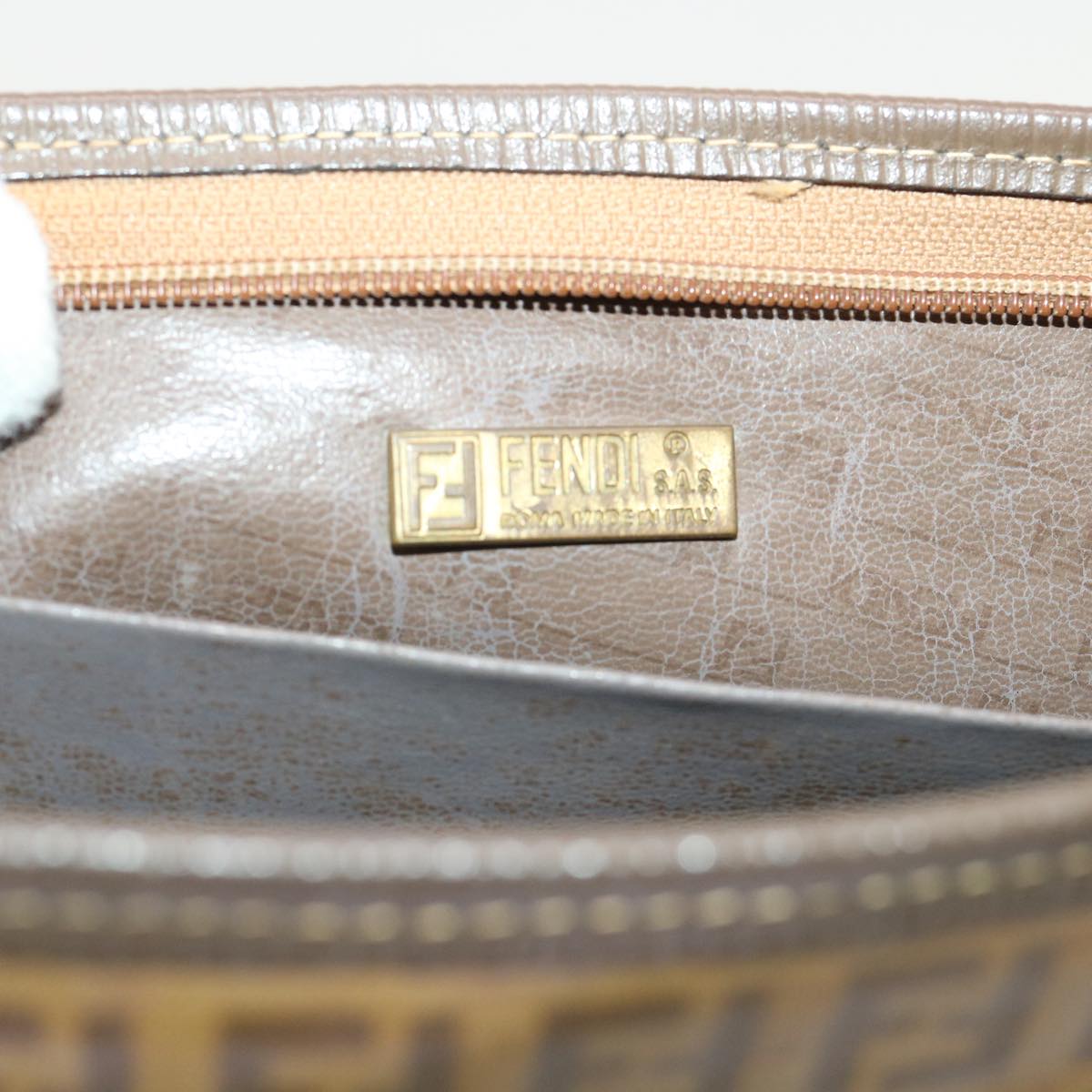 FENDI Zucchino Canvas Clutch Bag Brown cl640