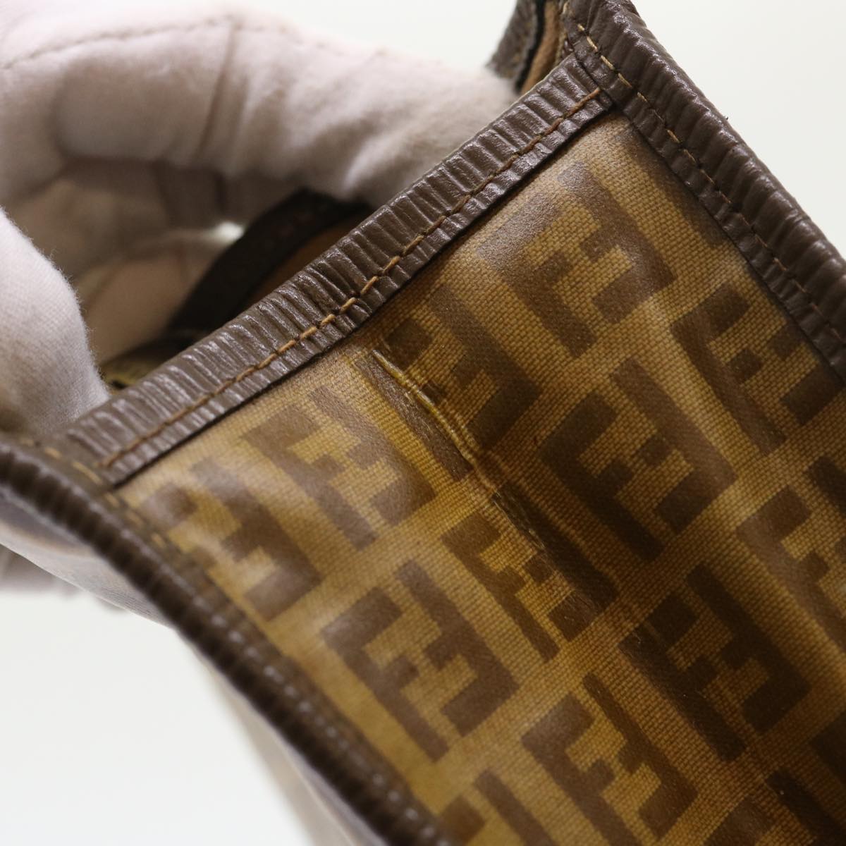 FENDI Zucchino Canvas Clutch Bag Brown cl640