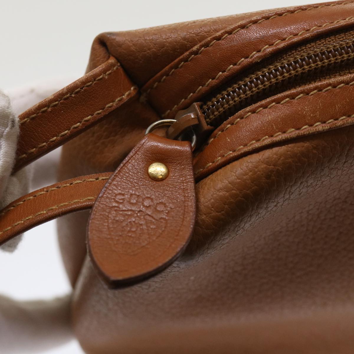 GUCCI Clutch Bag Leather Brown cl659