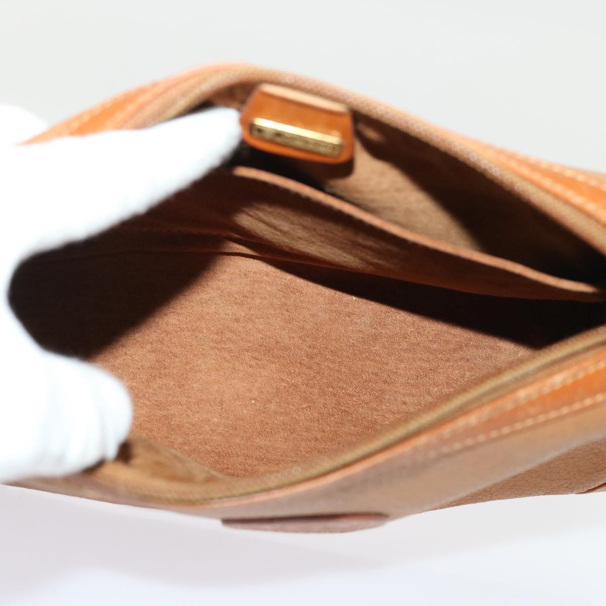 GUCCI Clutch Bag Leather Brown cl659