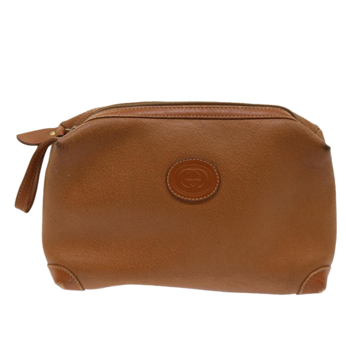 GUCCI Clutch Bag Leather Brown cl659