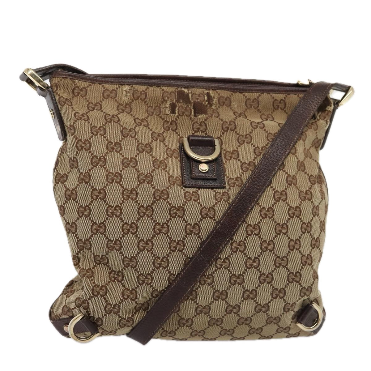 GUCCI GG Canvas Shoulder Bag Beige Brown 131326 cl847