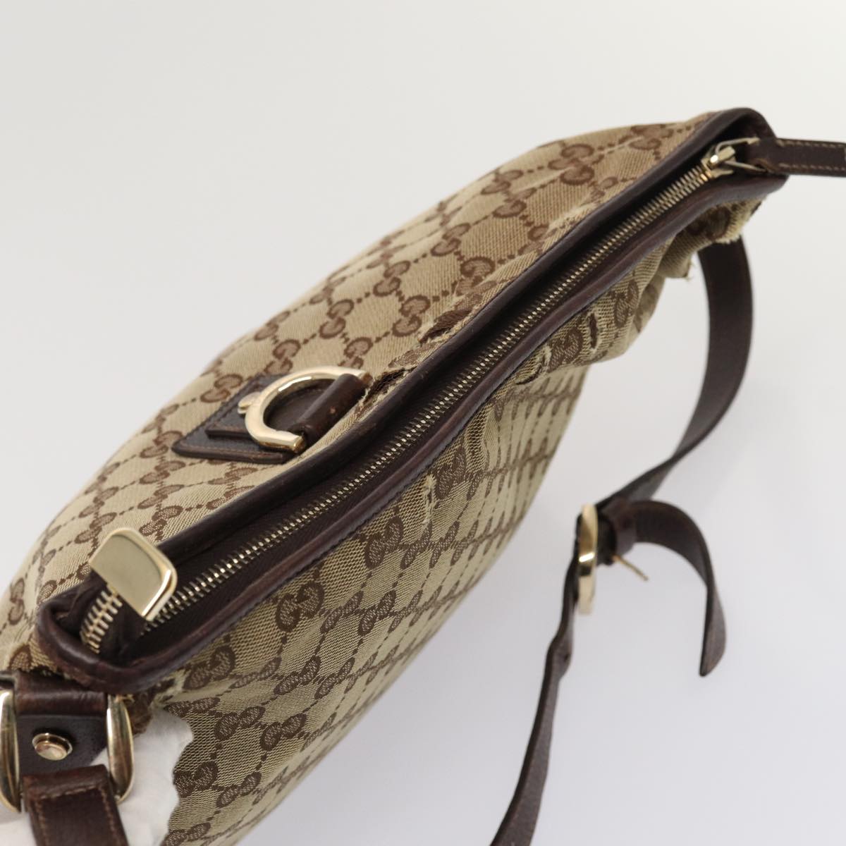 GUCCI GG Canvas Shoulder Bag Beige Brown 131326 cl847