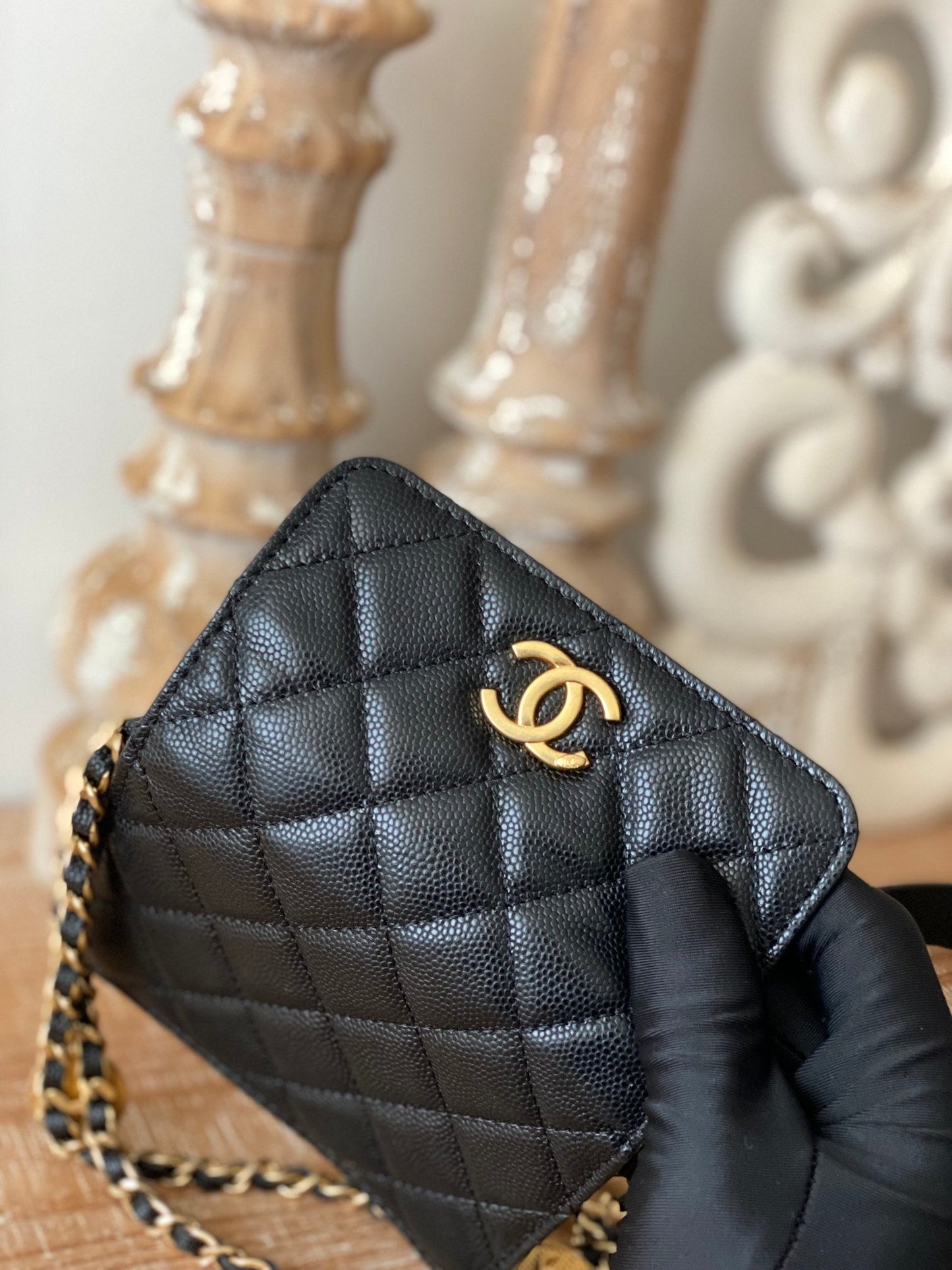 CHL Clutch With Chain Black For Women Bags 4.8in/12.3cm AP2857 B08447 94305