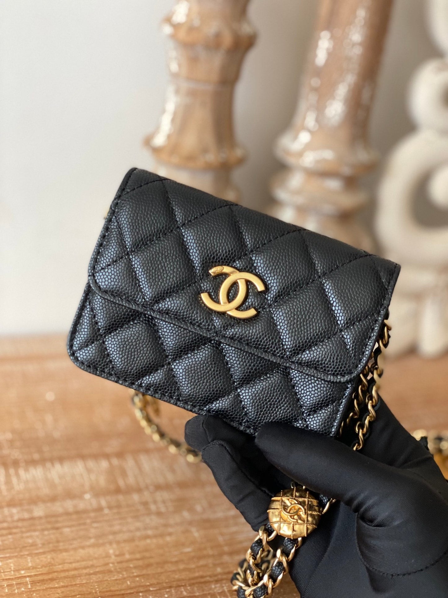 CHL Clutch With Chain Black For Women Bags 4.8in/12.3cm AP2857 B08447 94305