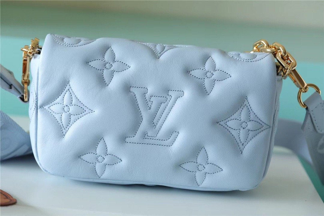 LV Wallet On Strap BuGLAMIlegram Monogram In Wallets and Small Leather Goods For Women Bleu Glacier Blue 7.9in/20cm LV M81399