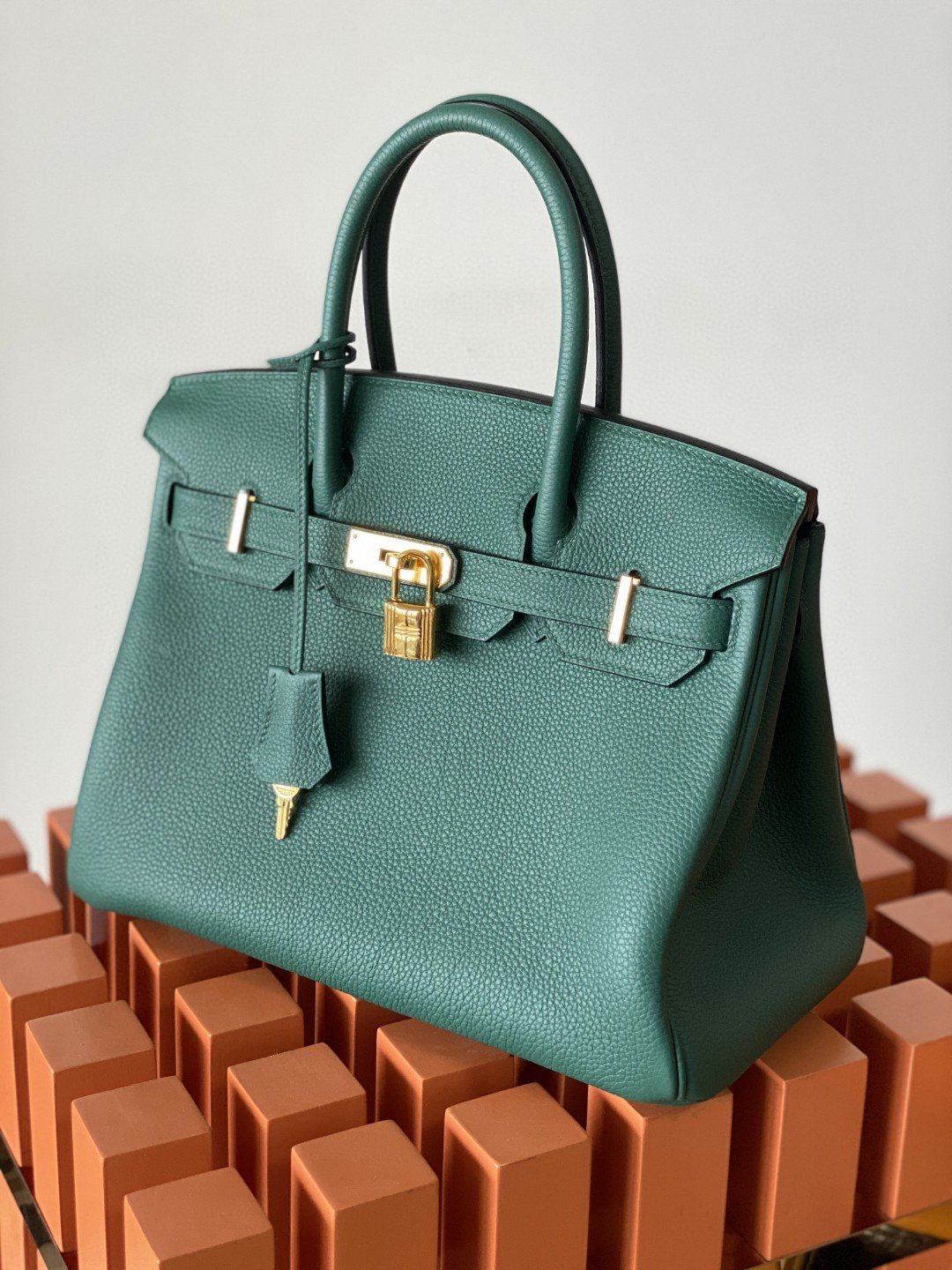 GLAMI Birkin Nata Swift Dark Green For Women Gold Toned Hardware 11.8in/30cm