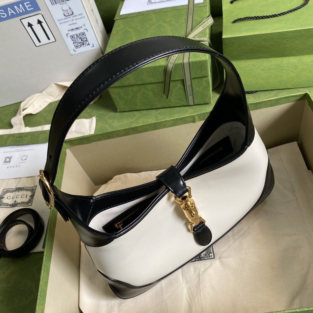 Glami Jackie 1961 Small Shoulder Bag White With Black 11in/28cm 636706 10OBG 9099