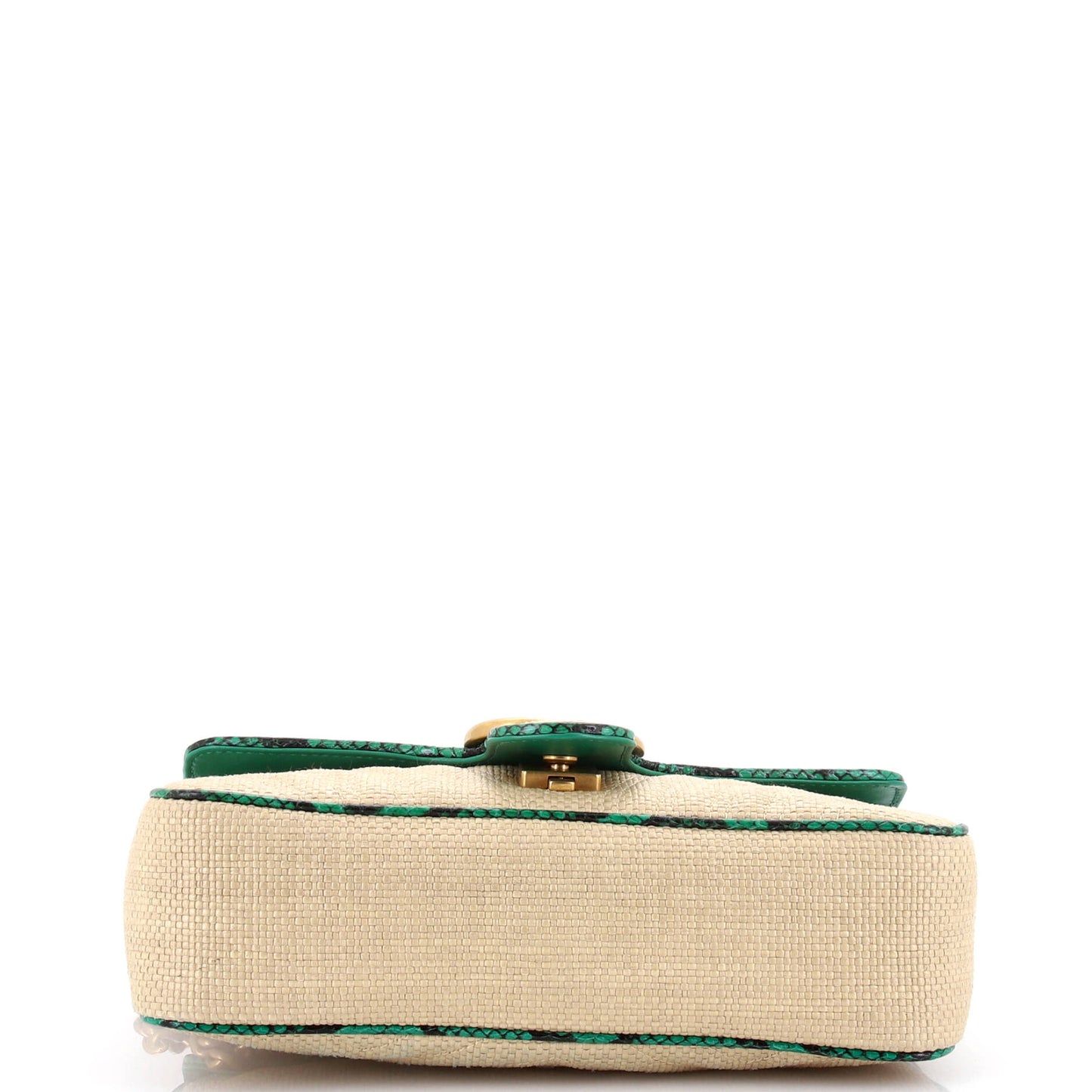 GG Marmont Flap Bag Matelasse Raffia with Snakeskin Small
