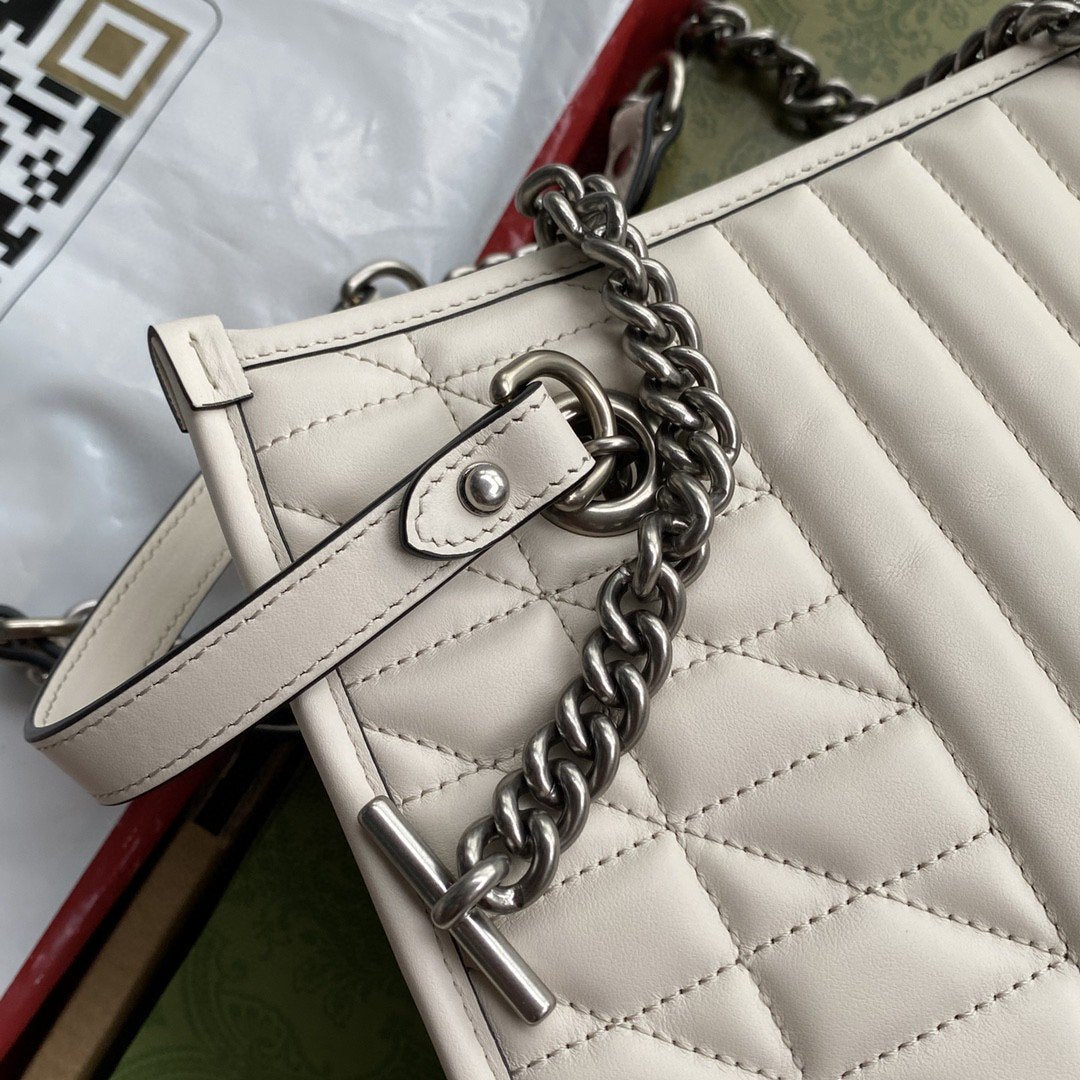 gg Marmont Small Tote Bag White Matelasses For Women 10.4in/26.5cm gg