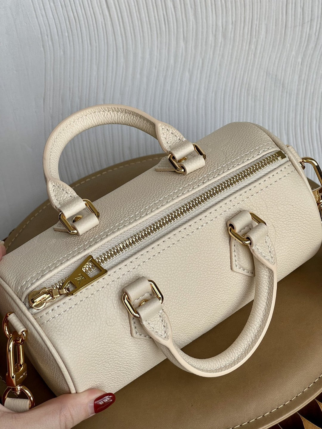 LV Papillon GLAMI Bag In Monogram Empreinte For Women 7.9in/20cm CrÃƒÂ¨me Beige M45994