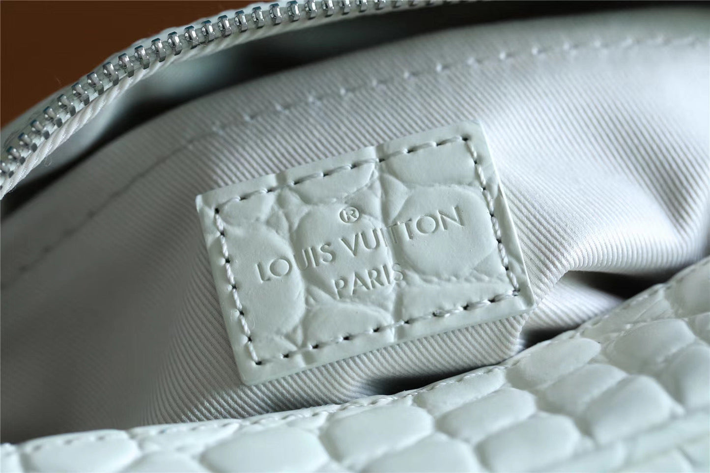 LV Mini Soft Trunk CrocoGLAMIlian White For Men, Bags, Shoulder And Crossbody Bags 7.2in/18.5cm LV N98495