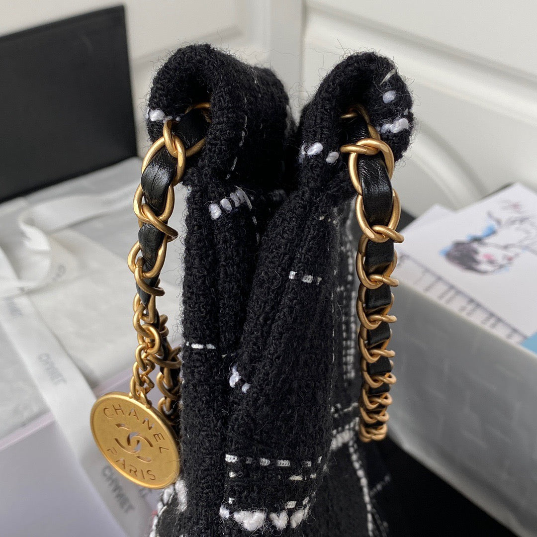 CHL 22 Handbag Gold Hardware Black For Women Handbags, Shoulder Bags 14.2in/36cm AS3262