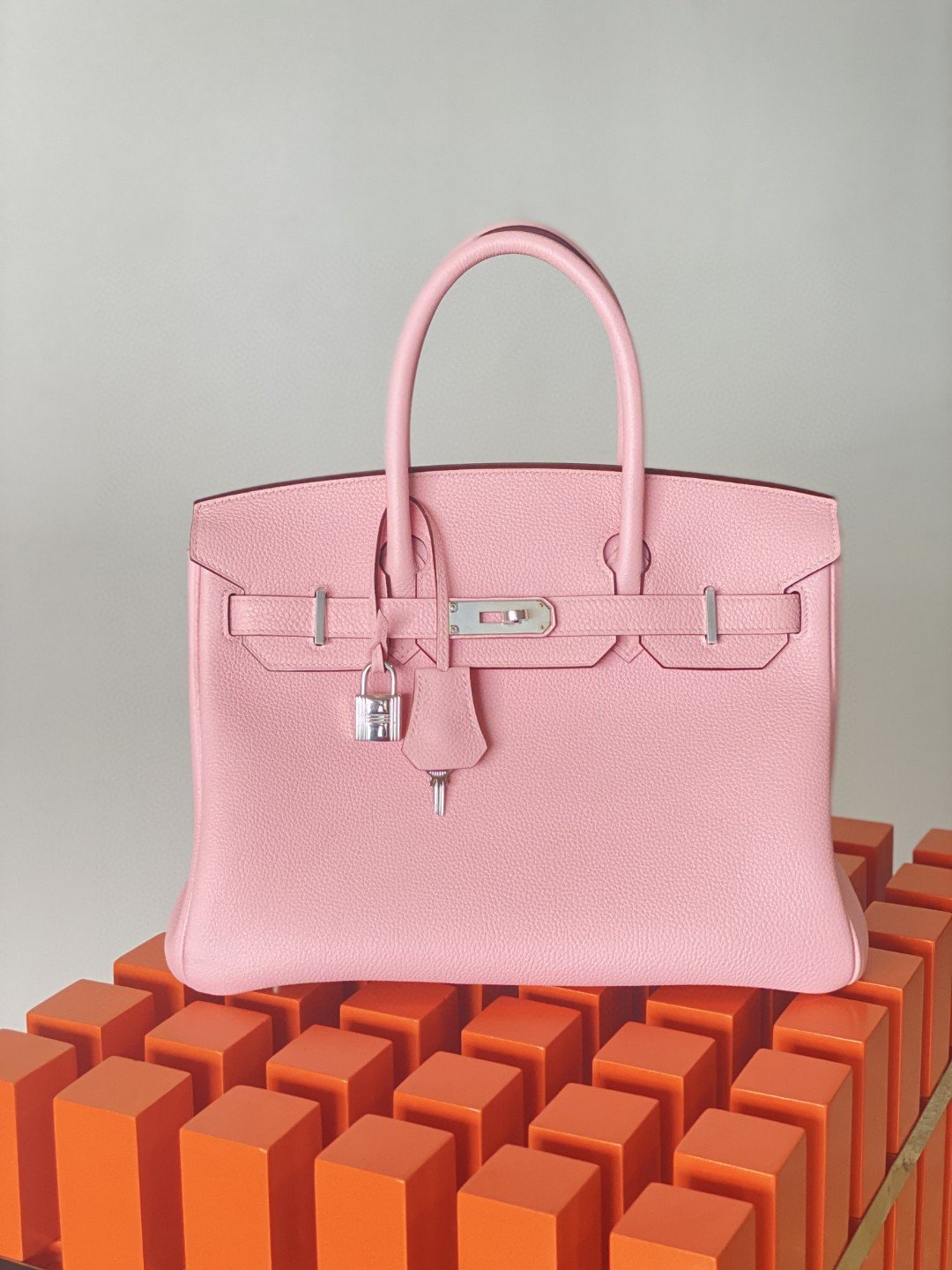 GLAMI Birkin Nata Swift Pink For Women Silver Toned Hardware 11.8in/30cm