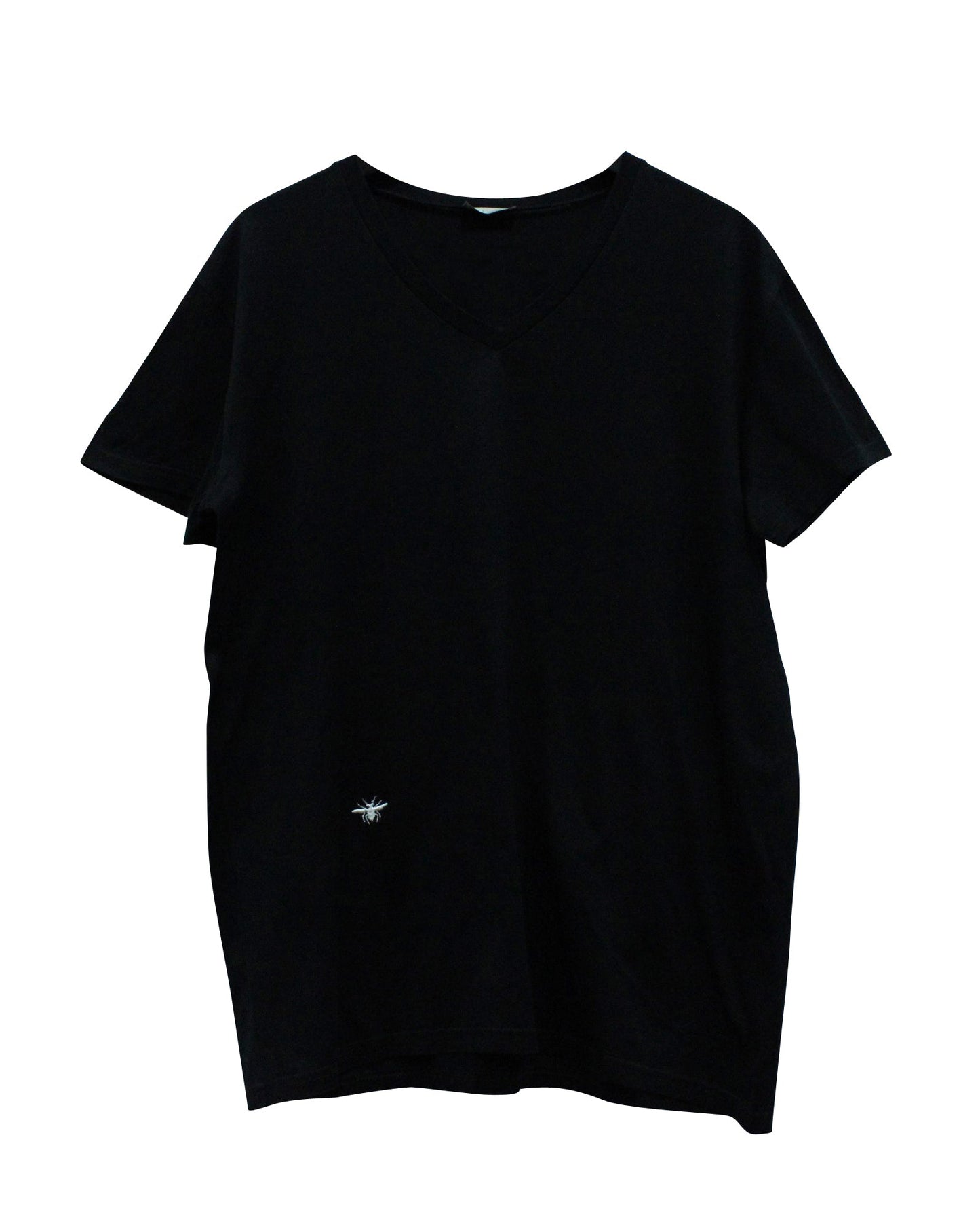 Dior Homme Bee Logo V-Neck T-Shirt in Black Cotton