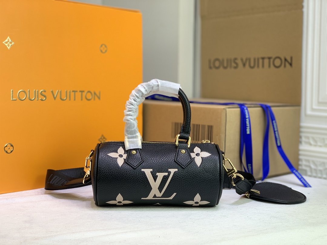 LV Papillon GLAMI Monogram Empreinte Black/Beige For Women,  Shoulder And Crossbody Bags 7.9in/20cm LV M45980