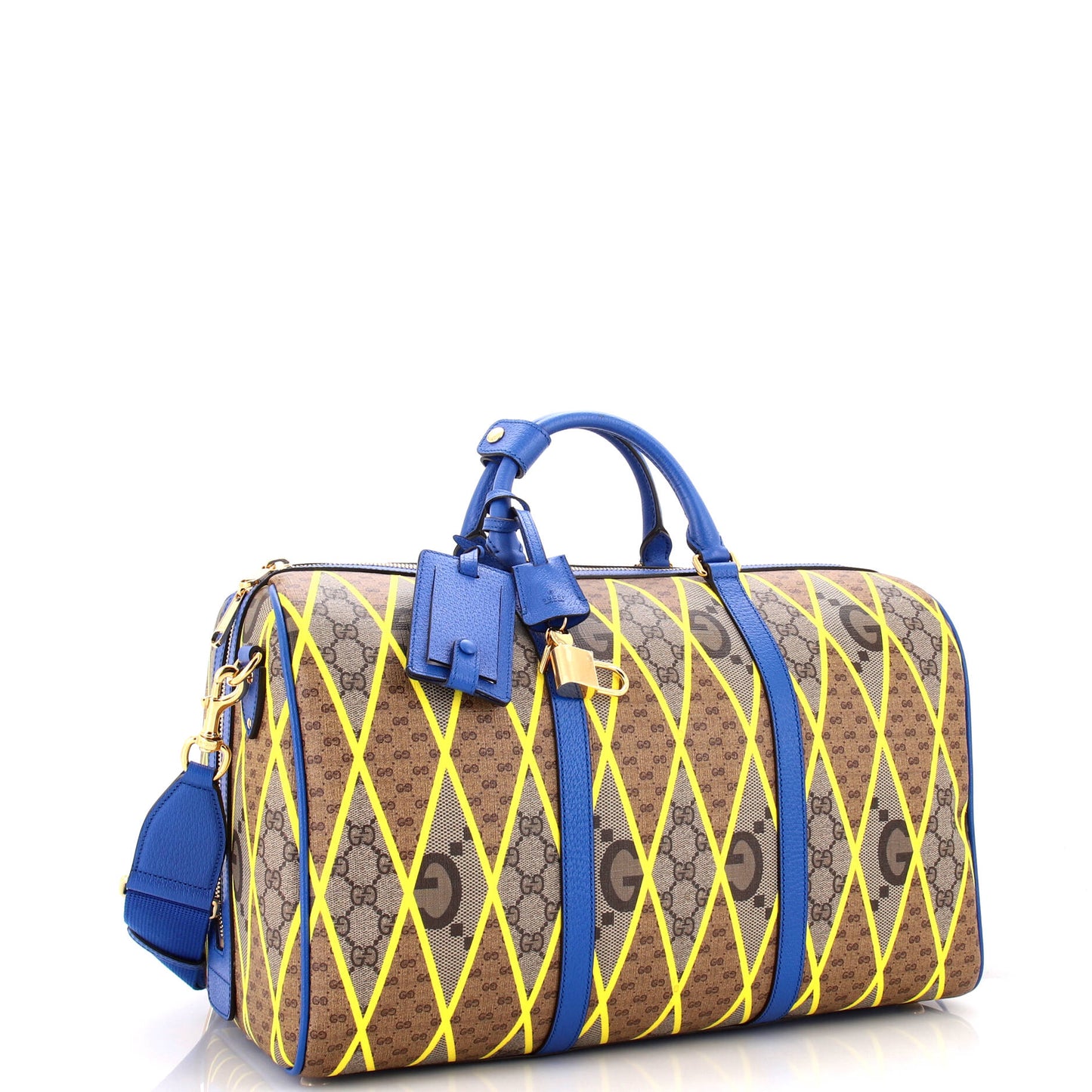 Convertible Duffle Bag Rhombus GG Coated Canvas with Leather Large