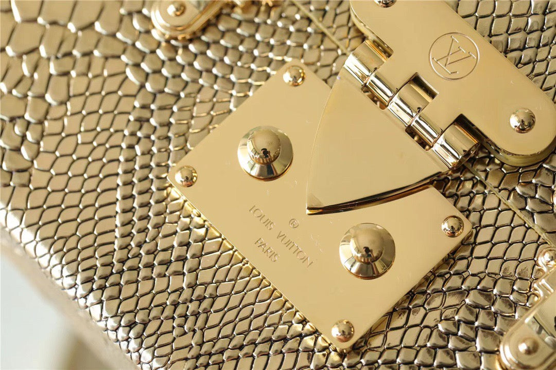 LV Petite Malle High Shiny Alligator By Nicolas Ghesquiere Gold For Women,  Shoulder And Crossbody Bags 7.9in/20cm LVÃ‚Â 