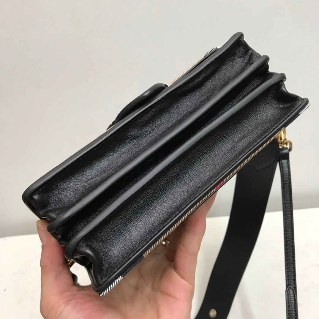GLAMI Small Bridle House Check And Buckle Crossbody Black For Women, Bags 7.8in/20cm
