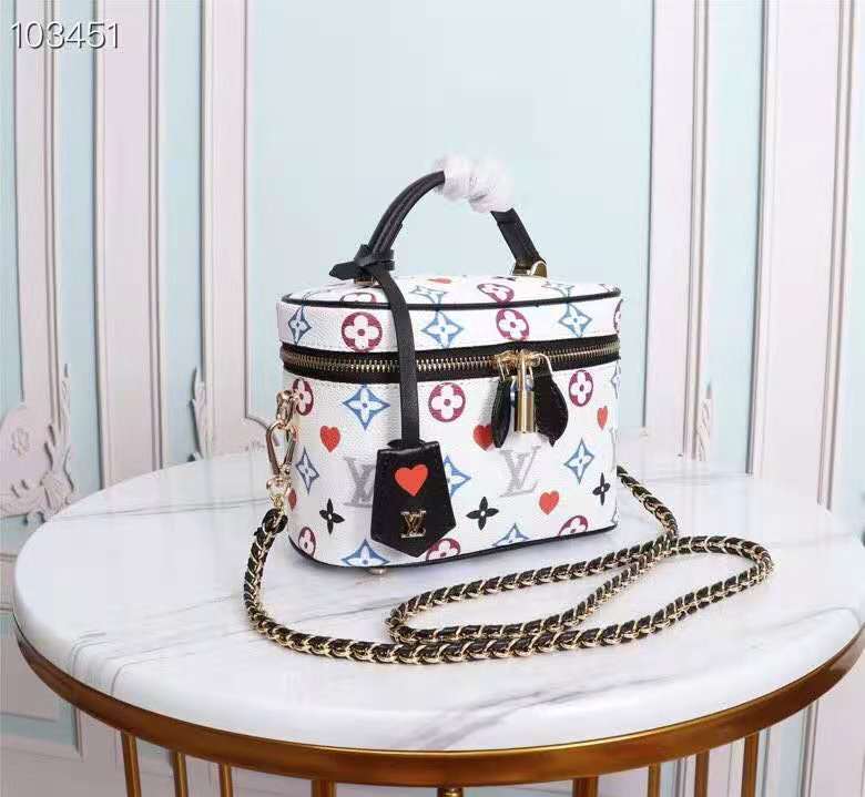 LV Vanity PM Bag Game On Monogram Canvas White By Nicolas Ghesquiere For Women, WomenÃ¢â‚¬â„¢s Handbags, Shoulder And Crossbody 7.5in/19cm LV M57458