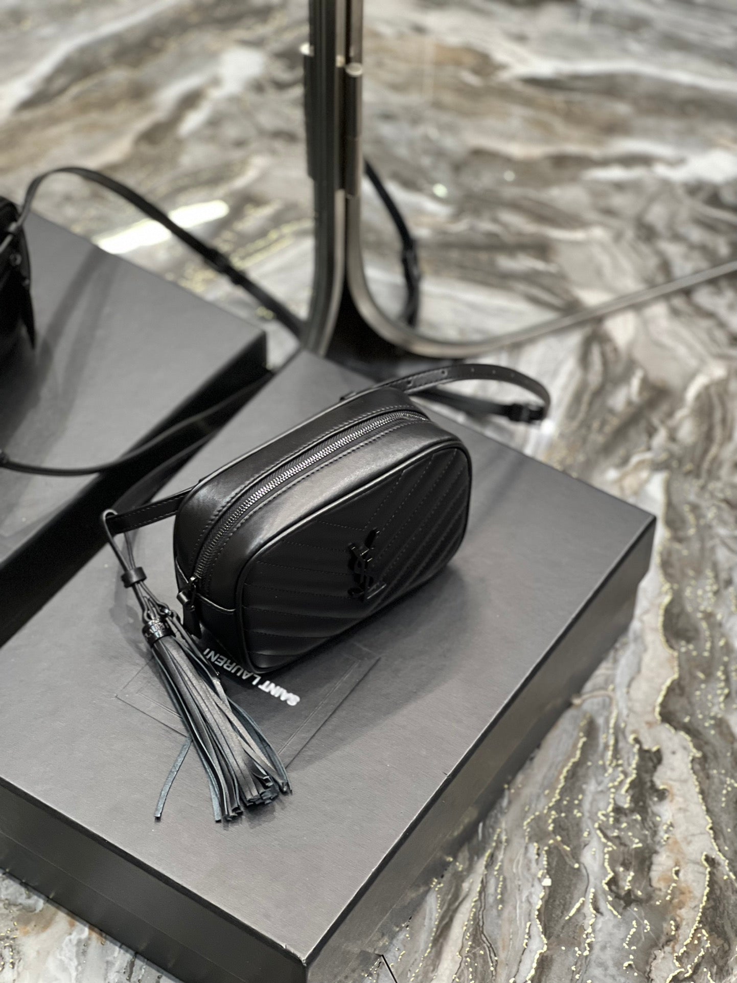 GLAMI Lou Belt Bag Black In MatelassÃƒÂ© Black Metal Hardware For Women 6.1in/15cm YSL 534817DV7081000