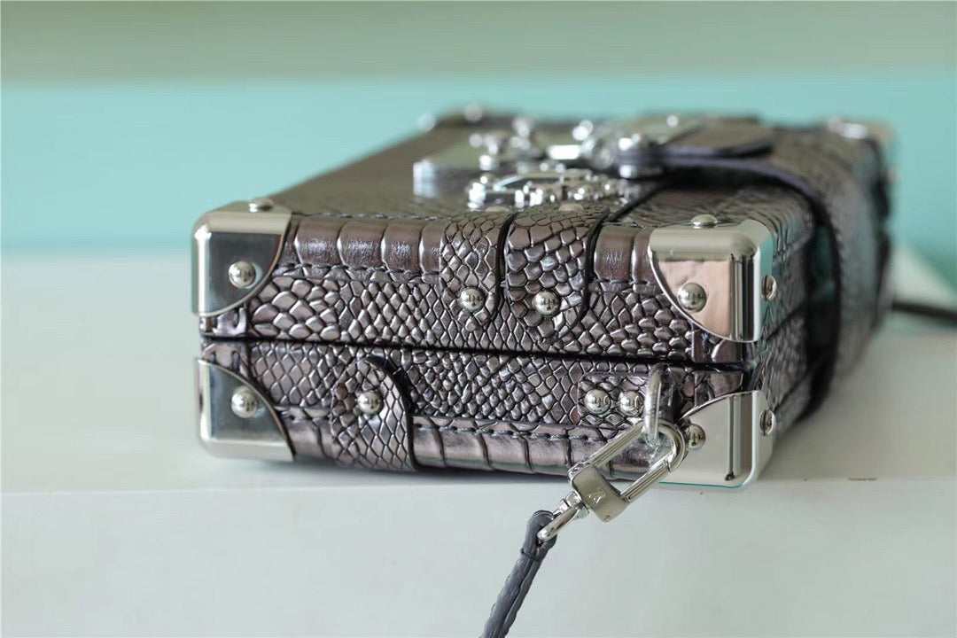 LV Petite Malle High Shiny Alligator By Nicolas Ghesquiere Silver For Women,  Shoulder And Crossbody Bags 7.9in/20cm LVÃ‚Â 