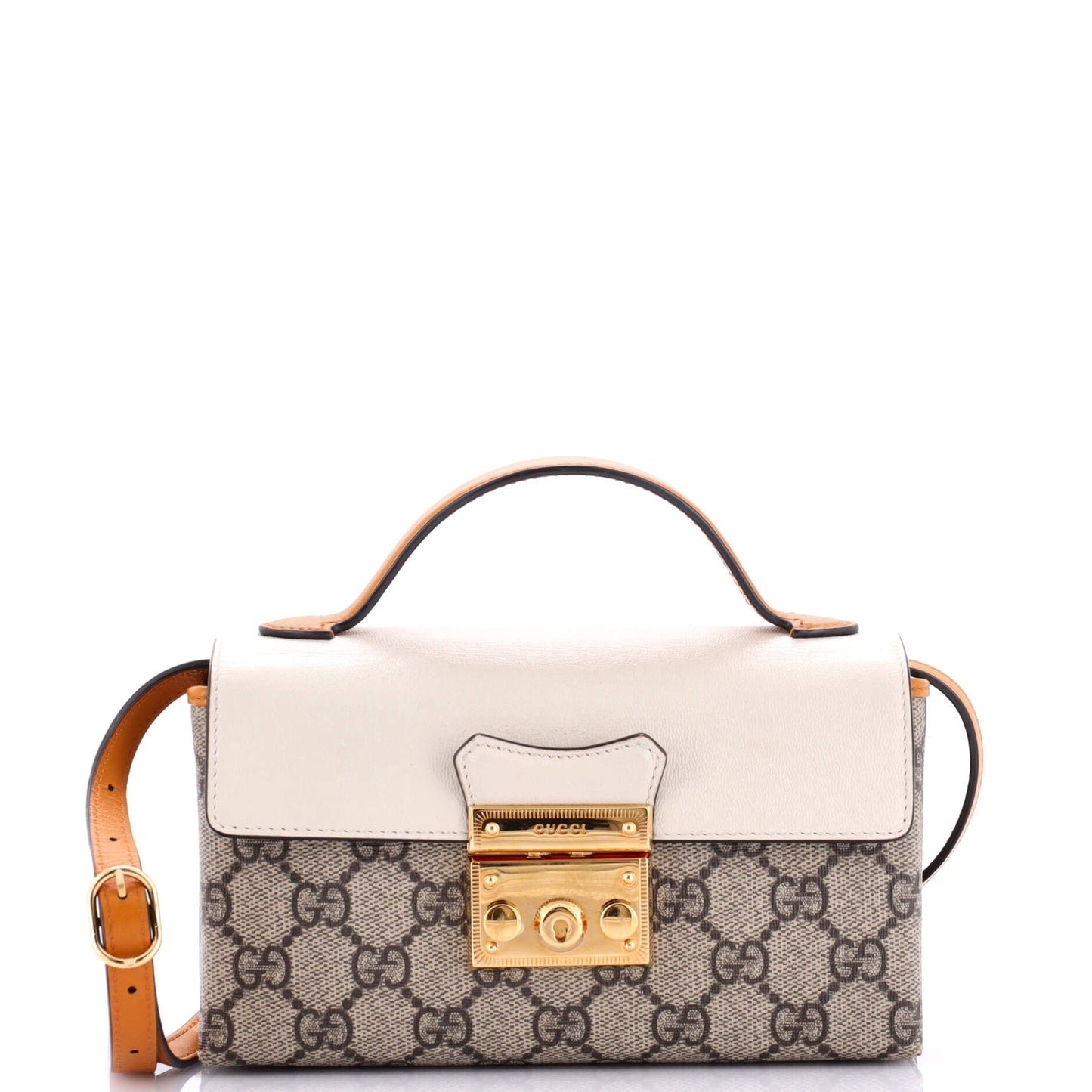 Padlock Top Handle Bag GG Coated Canvas and Leather Mini