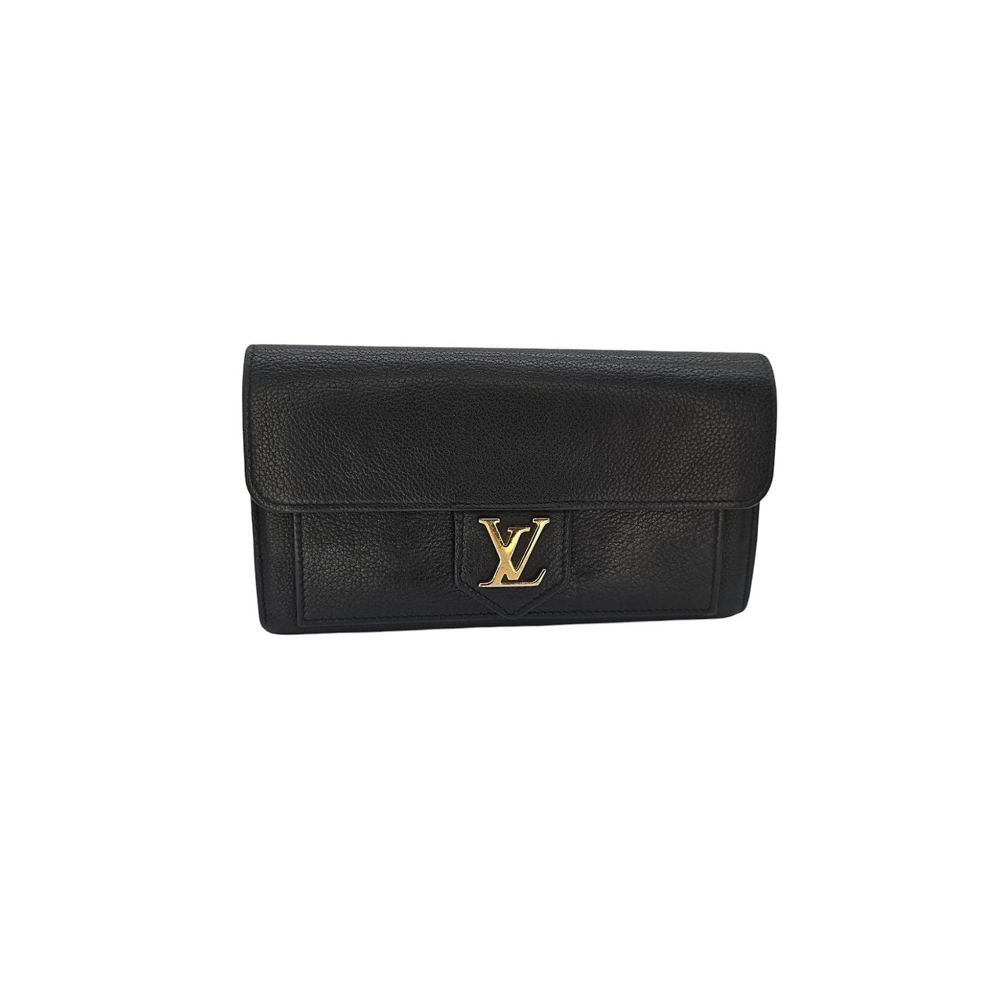 Louis Vuitton Black Calfskin LockMe Long Wallet
