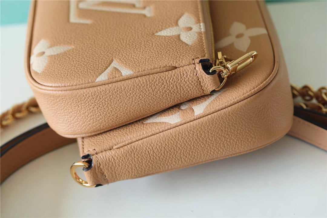 LV Multi Pochette AcGLAMIssoires Monogram Empreinte Arizona Beige / Cream For Women,  Shoulder And Crossbody Bags 9.8in/25cm LV M45983