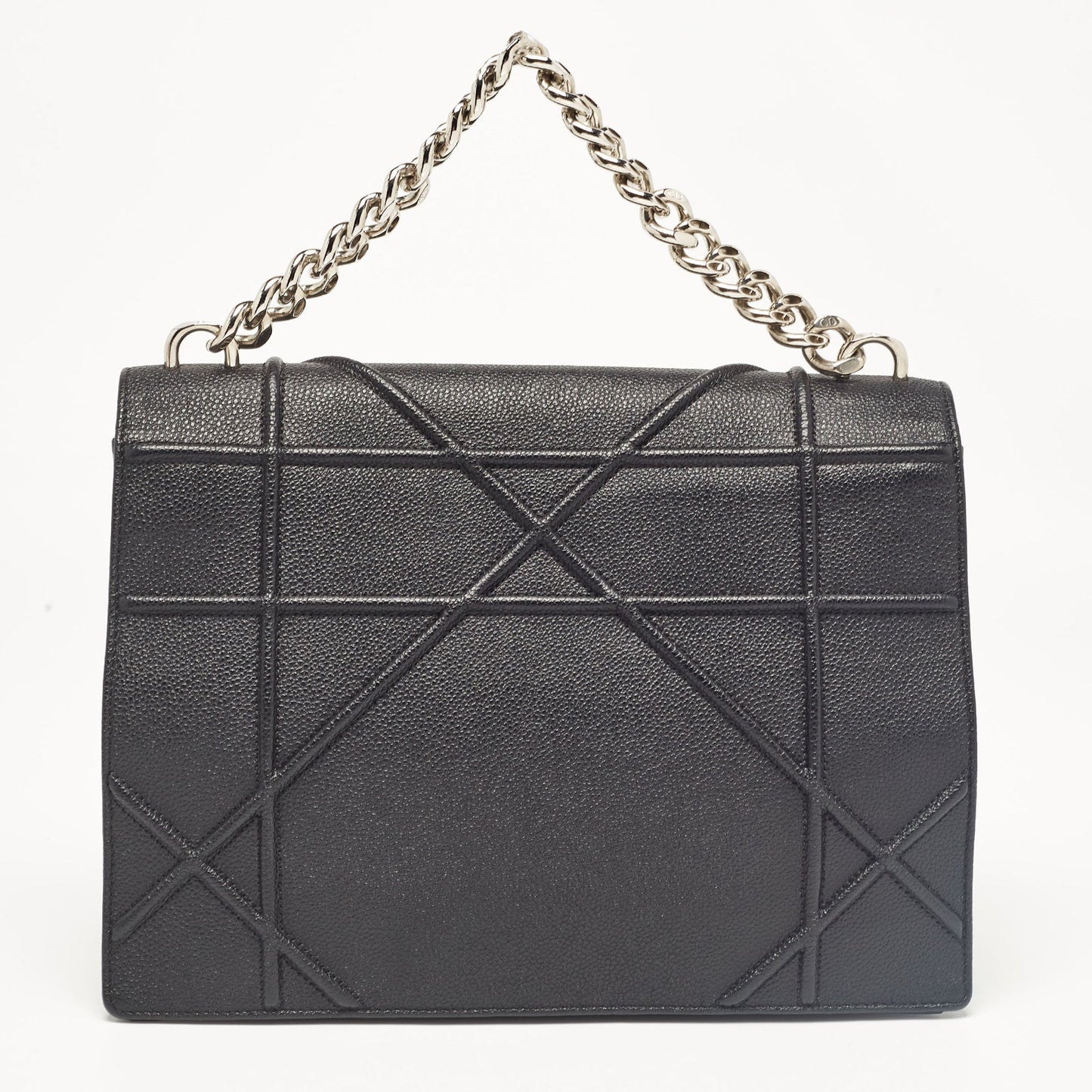 Dior Black Leather Diorama Chain Link Top Handle Bag..
