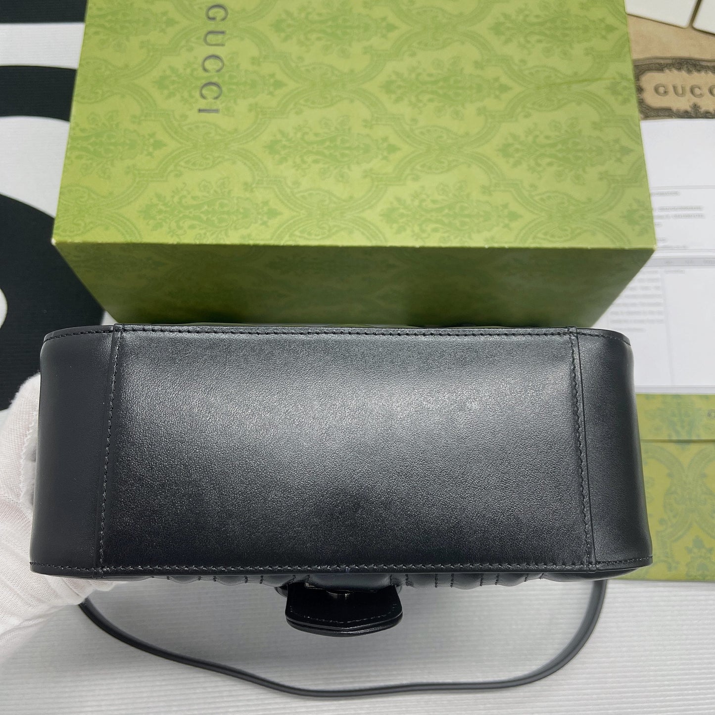 gg Marmont Mini Top Handle Bag Black For Women, Women’s Bags 8.3in/21cm gg ‎