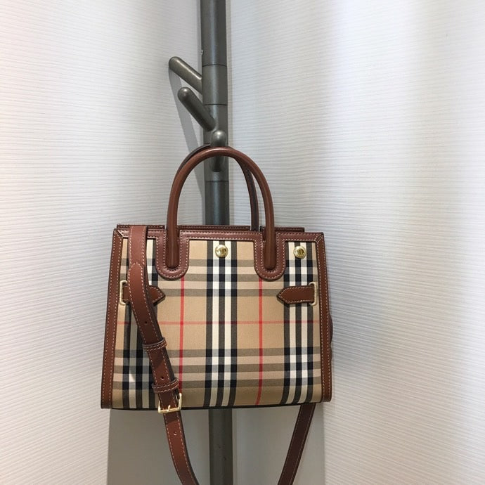 GLAMI Mini Vintage Check Two-handle Title Bag Archive Beige For Women, Bags 10.2in/26cm 80252671